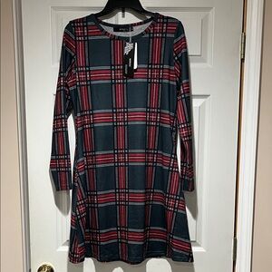 Elegant Plaid Long Sleeve Dress